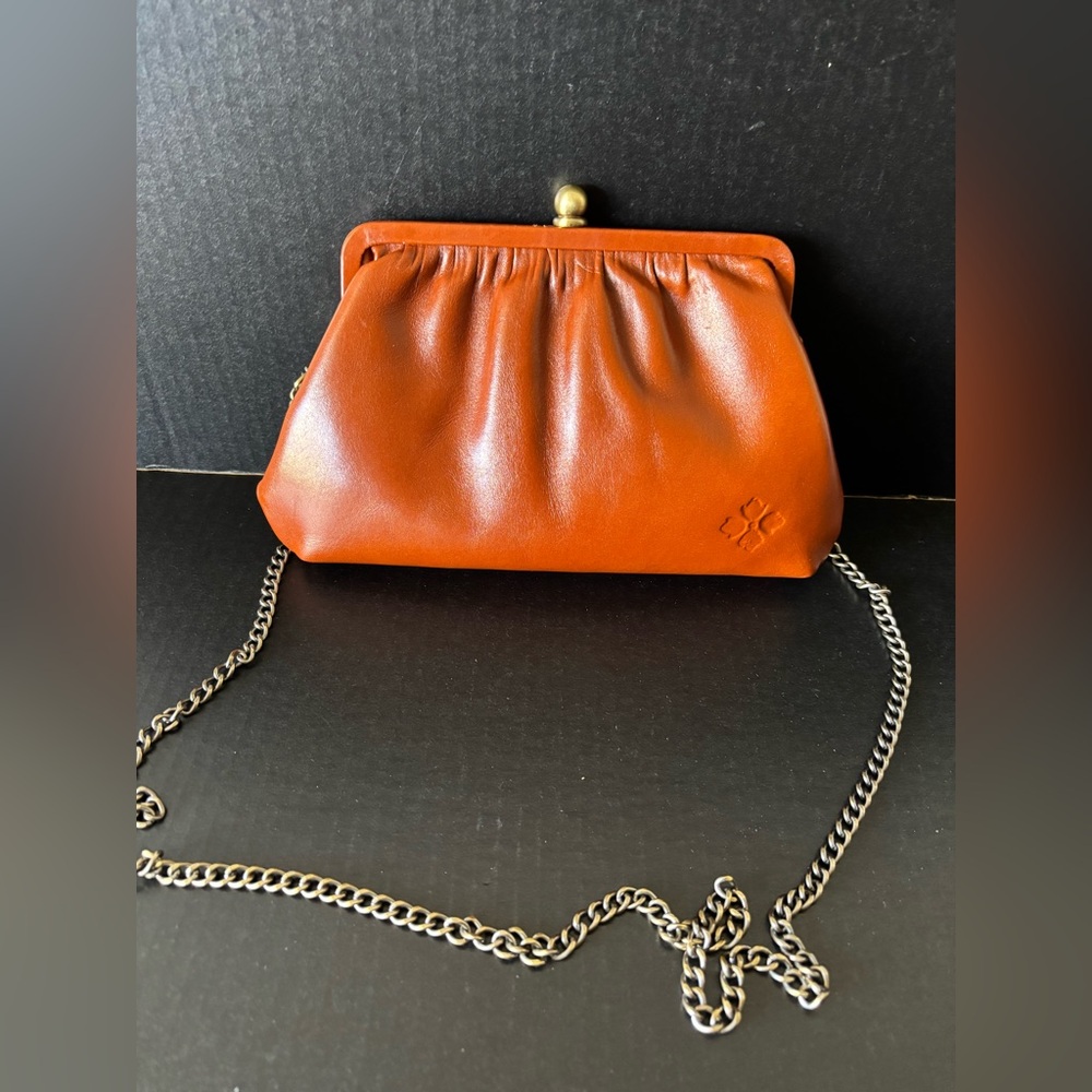 Patricia Nash Brown Leather Clutch P899333 Crossbody With Strap, Chain & Mirror